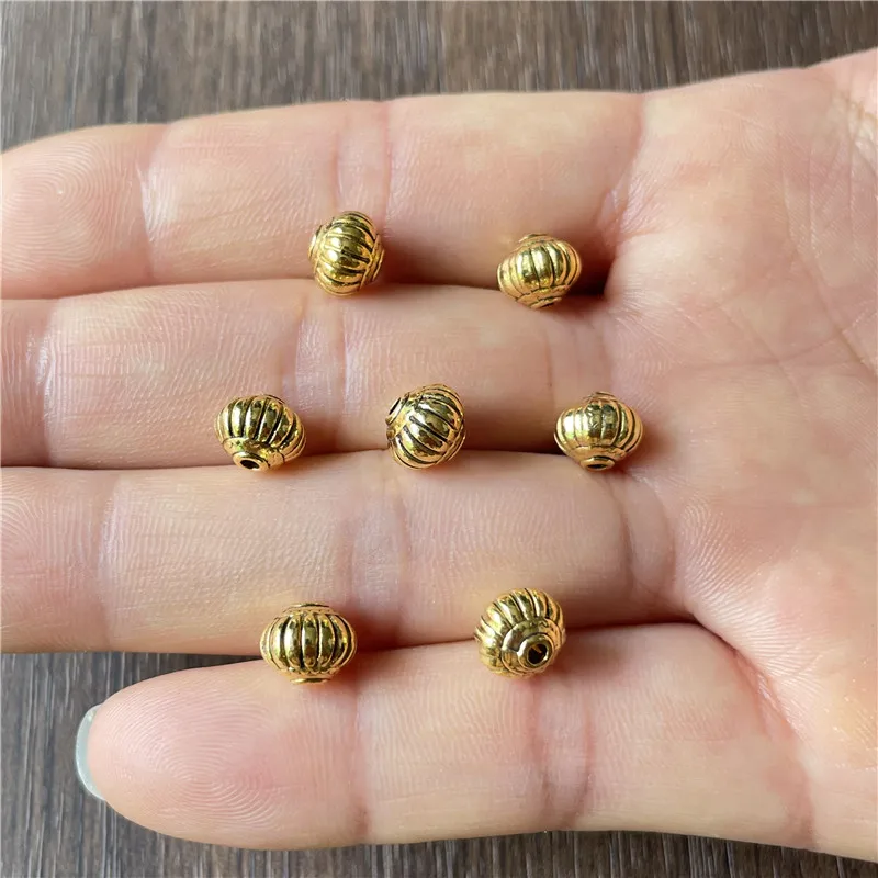 

Ju Yuan 150pcs 7*8mm alloy antique silver lantern ball spacer beads DIY bracelet necklace jewelry connector making wholesale