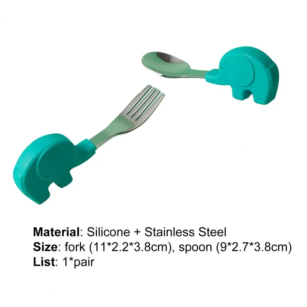 

1 Set Kids Spoon Safe Food Grade Stainless Steel Toddler Dinnerware Fork for Baby Utensils Infant Children Tableware