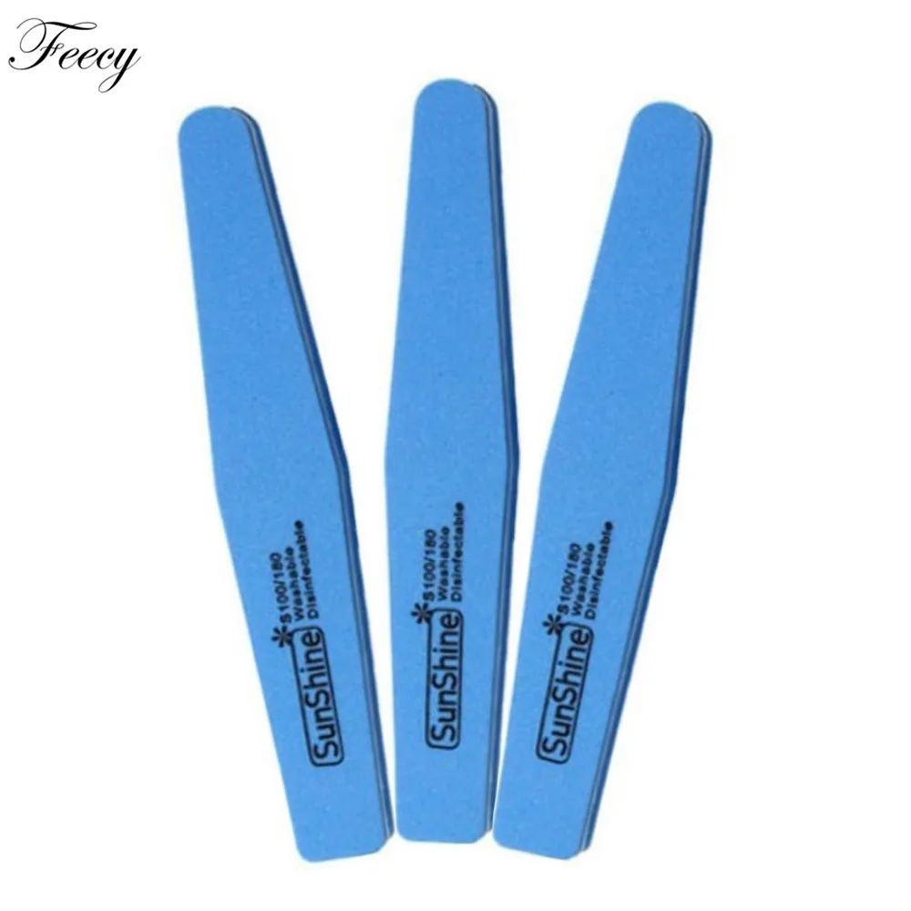 NF0301 Blue 3pcs Пилочка для ногтей с буфером, двусторонняя пилочка для ногтей с буфером, 100/180, триммер, липовый буфер, инструмент для нейл-арта, инструмент для нейл-арта - Цвет: NF0301 Blue 3pcs