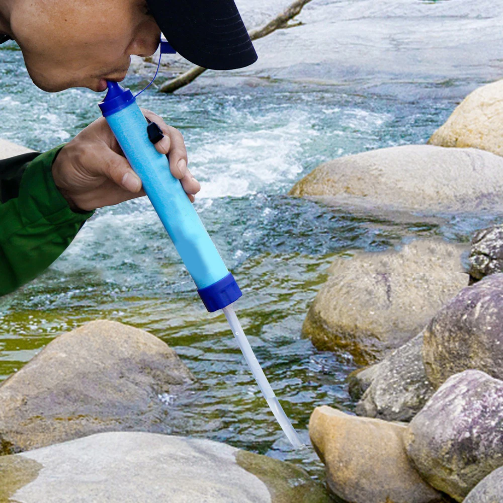 

1pcs Blue Portable Water Filter Straw Purifier Camping Emergency Survival Tool