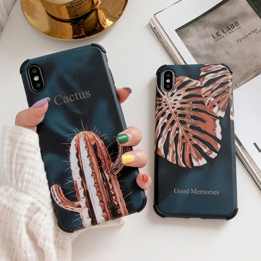 Lovebay Banana Leaf Letters Avocado Phone Case For iPhone 11 X XR XS 11Pro Max 7 8 Plus Splicing Anti-fall Protect Back Cover |