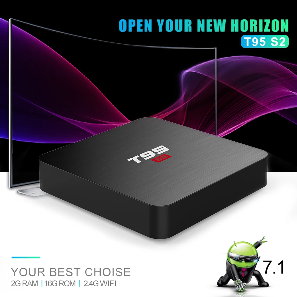 

Smart TV Box T95 S2 Amlogic S905W 2GB Ram 16GB Rom Android 7.1 WIFI 3D 4K H.265 TV Set Top Box Media Player PK X96 mini