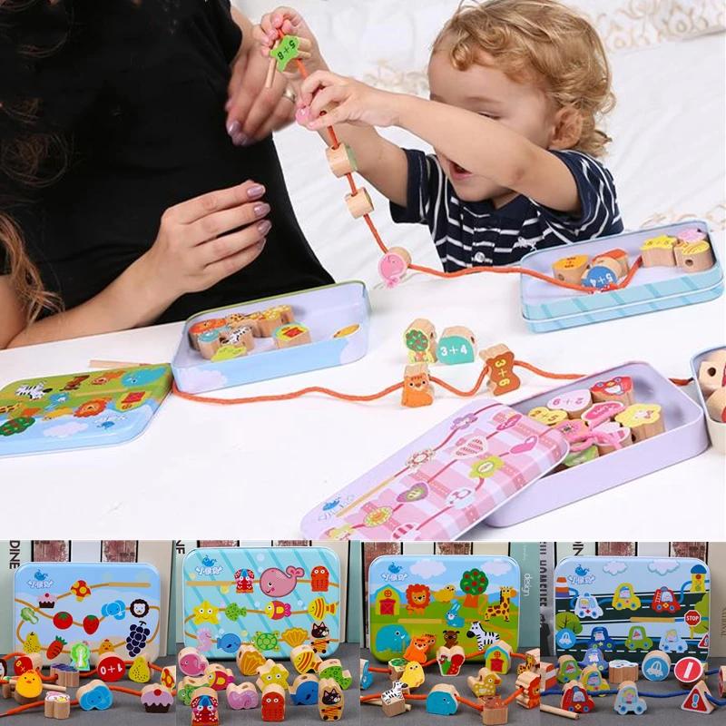 Детские игрушки-пазлы железная коробка Мультяшные животные деревянная