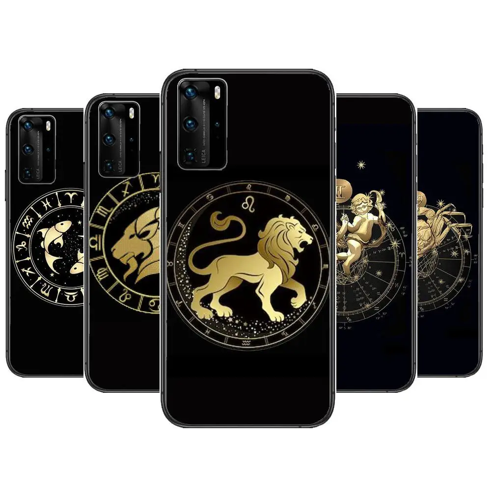

Twelve constellations Phone Case For Huawei P40 p30 P20 10 9 8 Lite E Pro Plus Black Etui Coque Painting Hoesjes comic fas