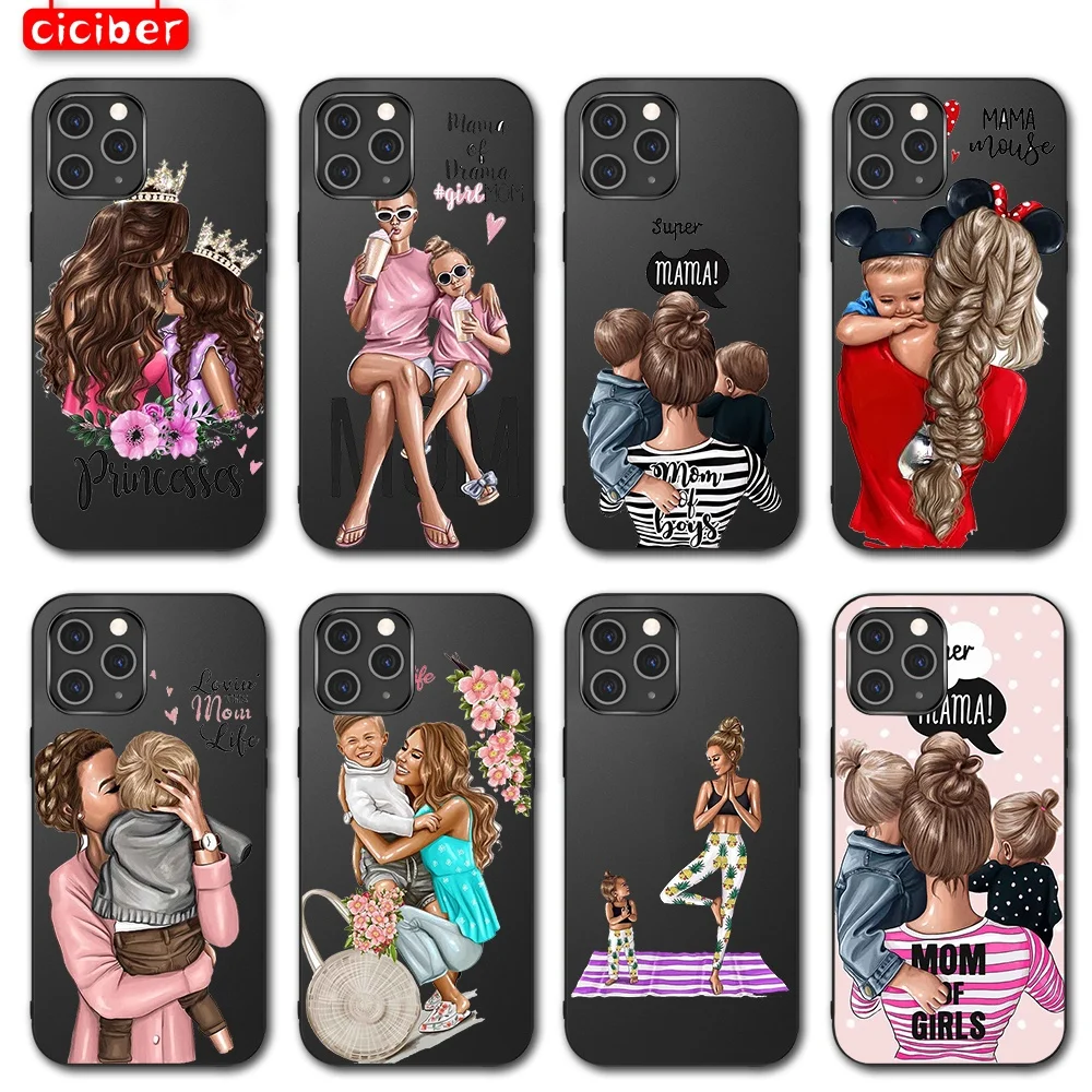 Чехол Super Mom Girl Boy для iPhone 12 11 Pro Max Mini чехол X XR XS MAX 7 8 6 6S Plus 5S SE 2020 мягкий телефона из