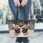 Женская сумка через плечо FORUDESIGNS, из искусственной кожи, в богемном стиле, объемная, мопс, собака, кошка