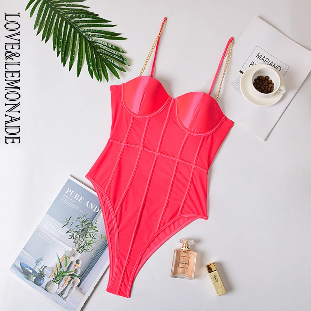 Женское Сетчатое боди LOVE &amp LEMONADE облегающее с металлической цепочкой модель LM90321