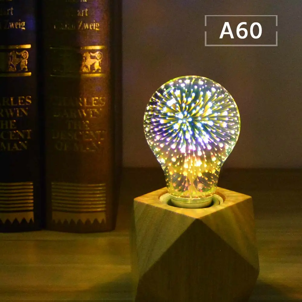 A60 White E27 RGB неон свет AC 110 V-220 V стеклянный светодиодный светильник лампы 3D эффект фейерверка неоновая вывеска для организаций и магазинов для свадьбы Праздничное оформление дома освещения - Испускаемый цвет: A60 White