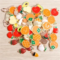 10pcslot enamel charms for earrings pendants necklaces fruit strawberry pineapple banana orange charms handmade jewelry making