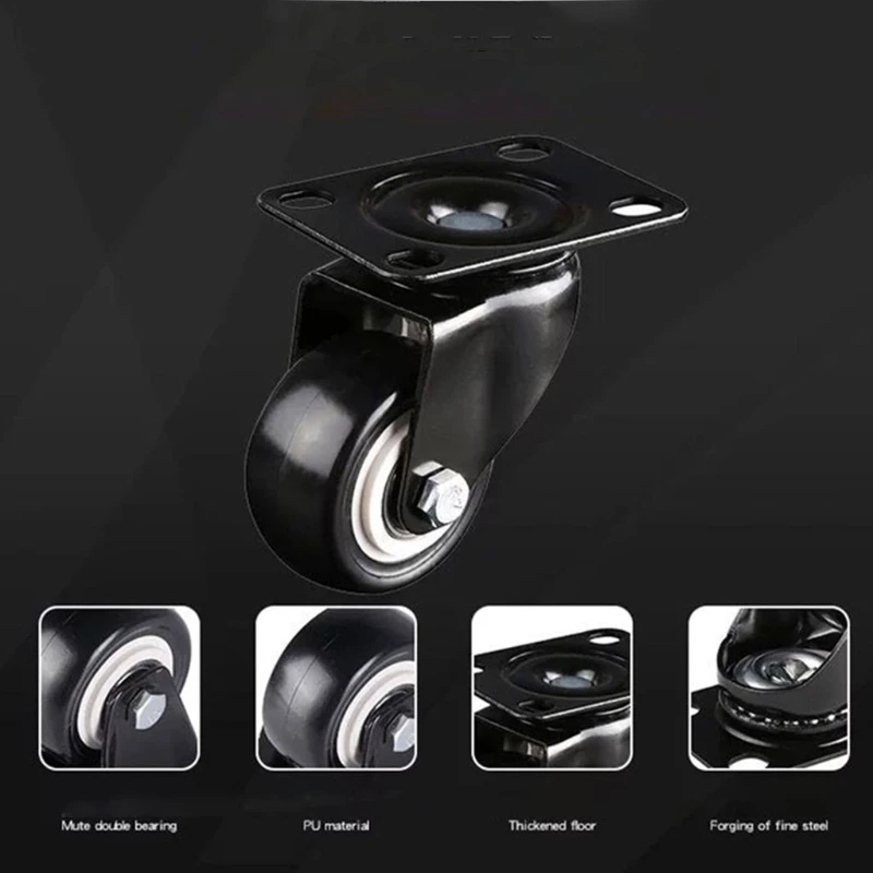 

1 Set of 4 Office Chair Caster Wheels 1.5/2 Inch Swivel Rubber Caster Wheels Replacement Soft Safe Rollers Furniture Hardware