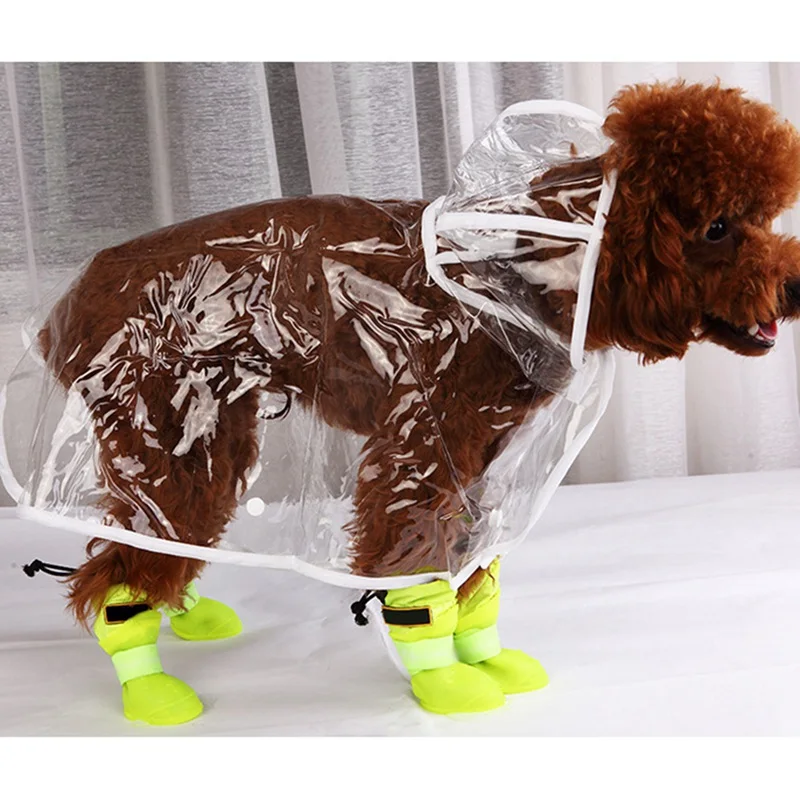

4pcs/Lot Pet Dog Rain Shoes Dogs Fleece Lining Booties Silicone Portable Anti Slip Waterproof Pet Dog Cat Rain Shoes Product