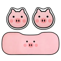 cute cartoon pig car seat cushion summer linen auto front back sit protector covers for car girls accessories universal size