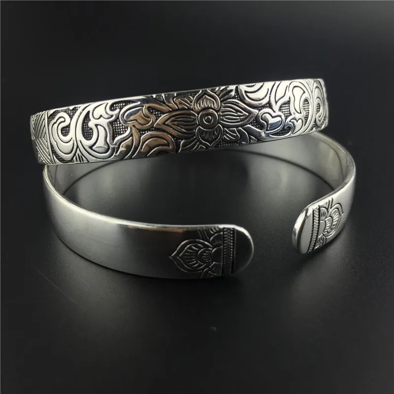 Тибетский серебристый цвет ювелирные изделия Lotus Ретро Серебряный лист черный