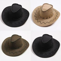 mens womens fashion cowboy caps solid color wide brim hat for fancy dress party