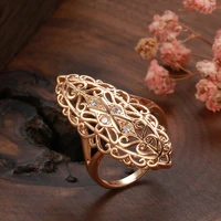 luxury women engagement ring full paved cz rose gold elegant simple female jewelry ring hot sale
