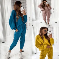 autumn sweat suits women matching sets blue yellow pink jogging suits for women 2021 sweatshirtsweatpants two piece outfits