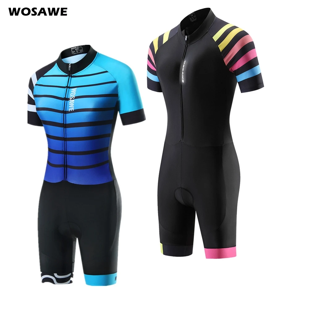 

WOSAWE Women's Triathlon Short Cycling Jersey Sets Skinsuit Maillot Ropa Ciclismo Bicycle Mujer Bike Clothes Shirts Go Jumpsuit