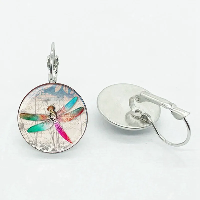 Лидер продаж милые серьги-подвески в виде стрекозы круглые стеклянные выпуклые