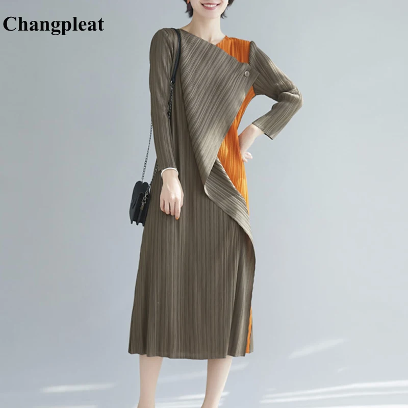 Changpleat 2019 осенние новые женские платья Miyak Плиссированное модное дизайнерское
