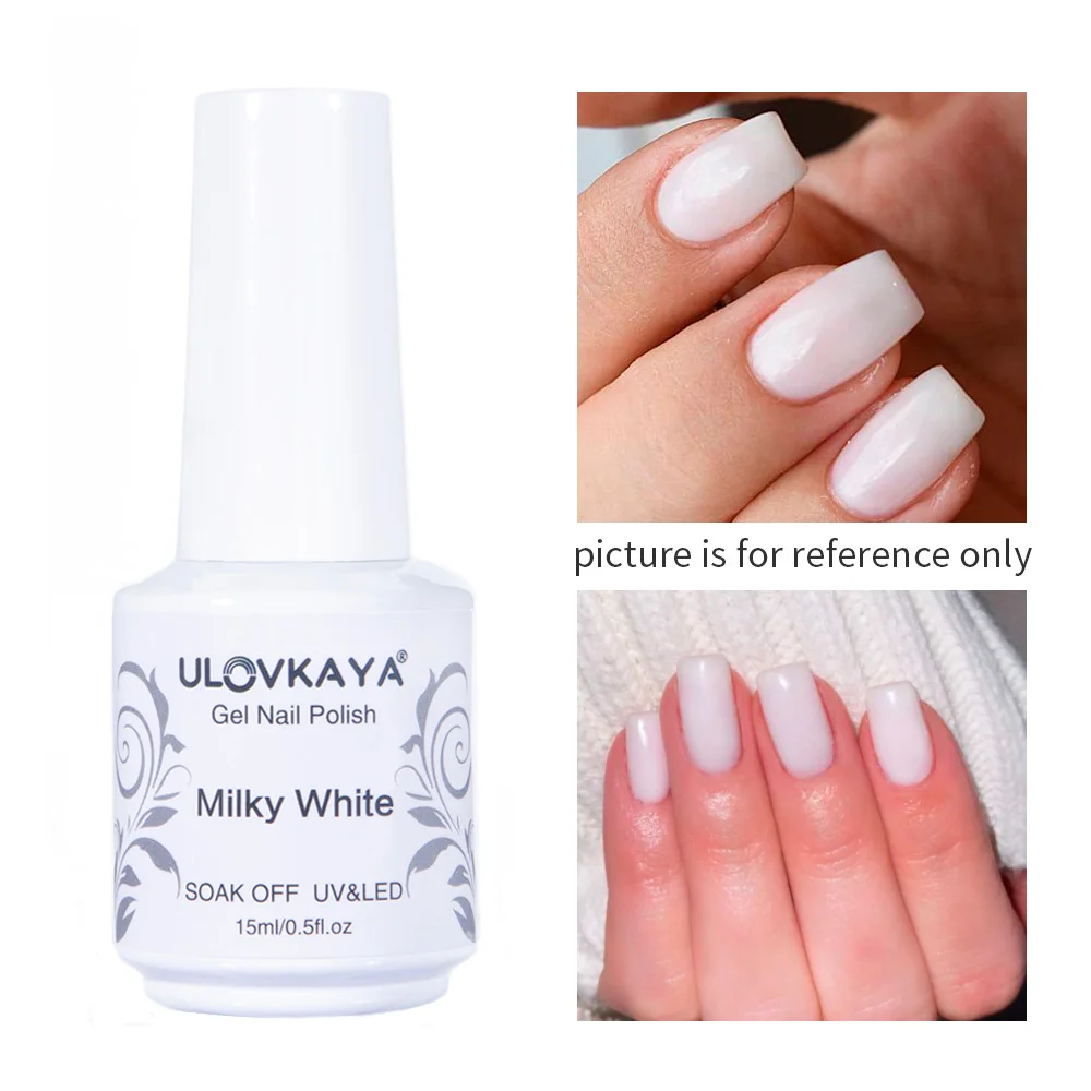 ULOVKAYA Milky White Gel Polish For Nails DIY 15ml UV/LED Varnishes Soak Off Nail Lacquer Semi Permanent | Красота и здоровье
