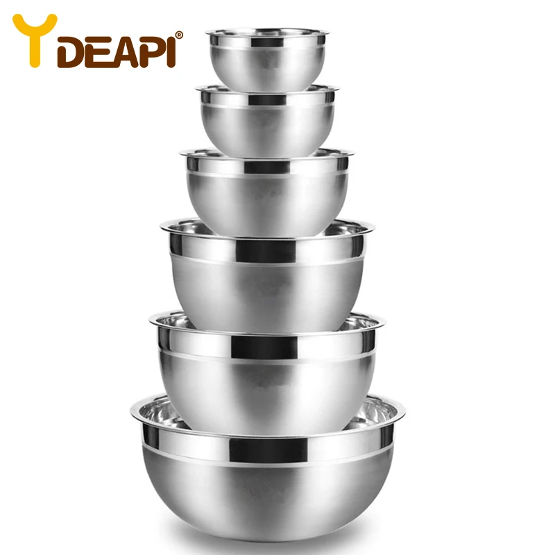 

YDEAPI Stainless Steel Mixing Bowls (Set of 6) Non Slip Nesting Whisking Bowls Set Mixing Bowls For Salad Cooking Baking