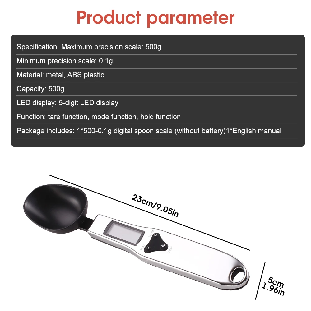 

High Precision Digital Measuring Spoons Electronic LCD Digital Spoon Weight Volumn Food Scale Spoon Measuring Cup Kitchen Tool