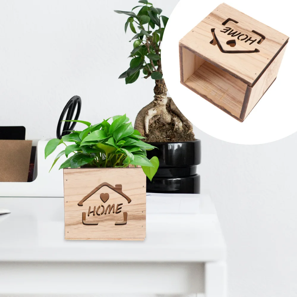 

1pc Durable Wooden Bucket Retro Flower Pot Flower Ware Wooden Flower Plant Pot