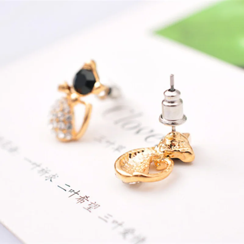 Серьги пусеты для женщин модные украшения красивые серьги с котом 4ED20|cat stud