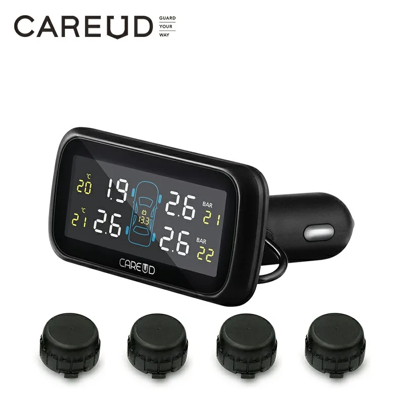 

TPMS Система контроля давления в шинах Диагностический инструмент Сигнализация давления в шинах Прикуриватель Температура DIY PSI Bar CAREUD 903