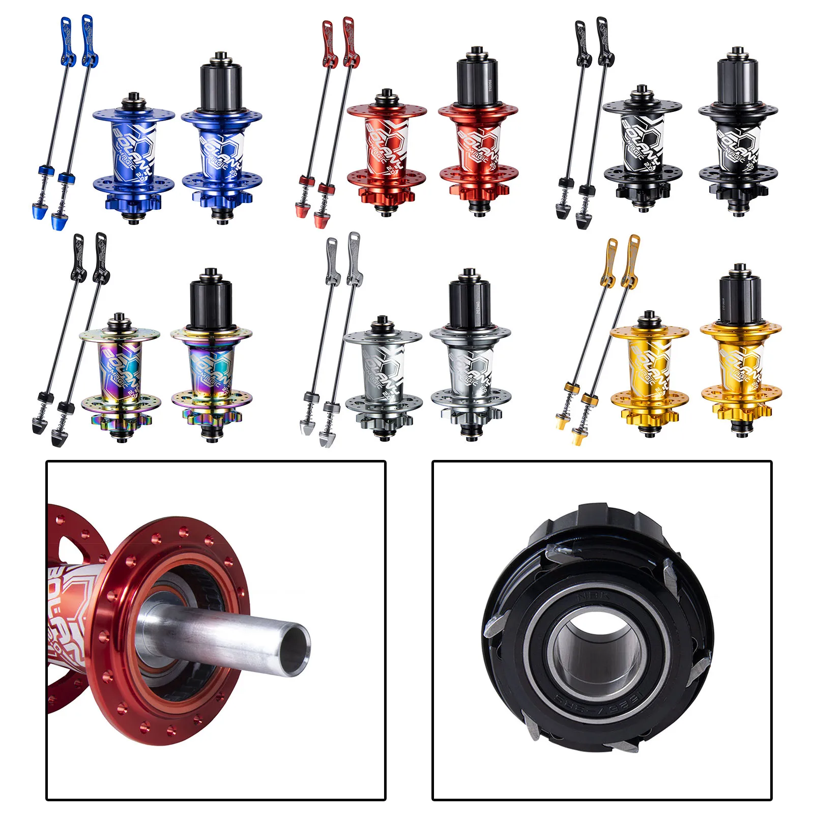 

Bicycle Hubs 4 Bearings Disc brake MTB Hub 32H Quick Release Set