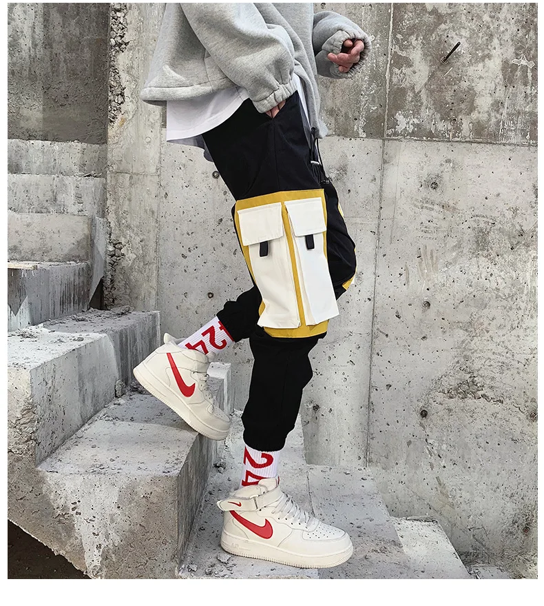 Уличная одежда желтые клетчатые брюки мужские джоггеры 2019 повседневные Прямые