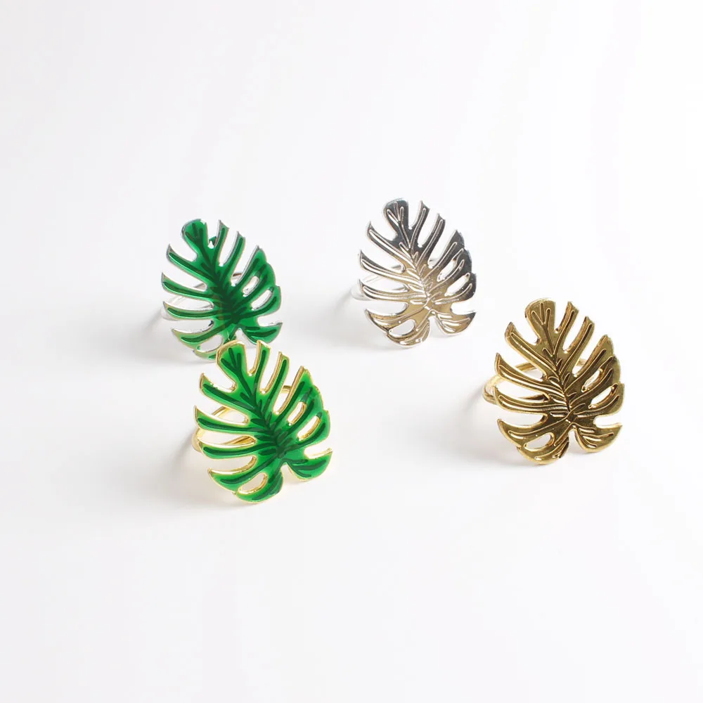 6 шт. современный ресторан Зеленый лист салфетка с пряжкой Западный круг ткань