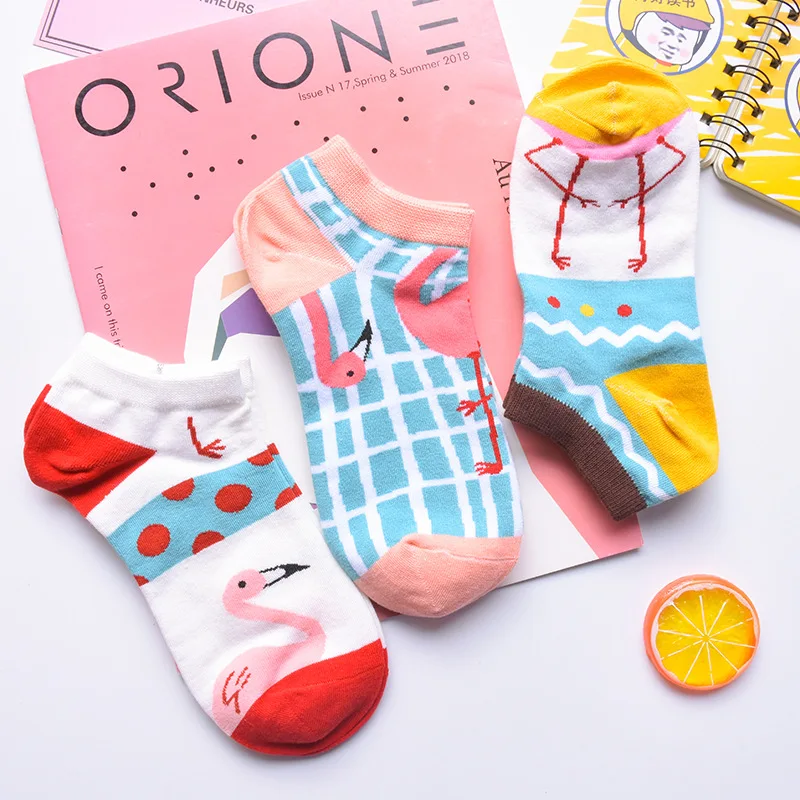 

Thin Section Cute Japanese Boat Socks National Tide Ins Flamingo Cotton Breathable Women's Socks Socks Women Socks Kawaii