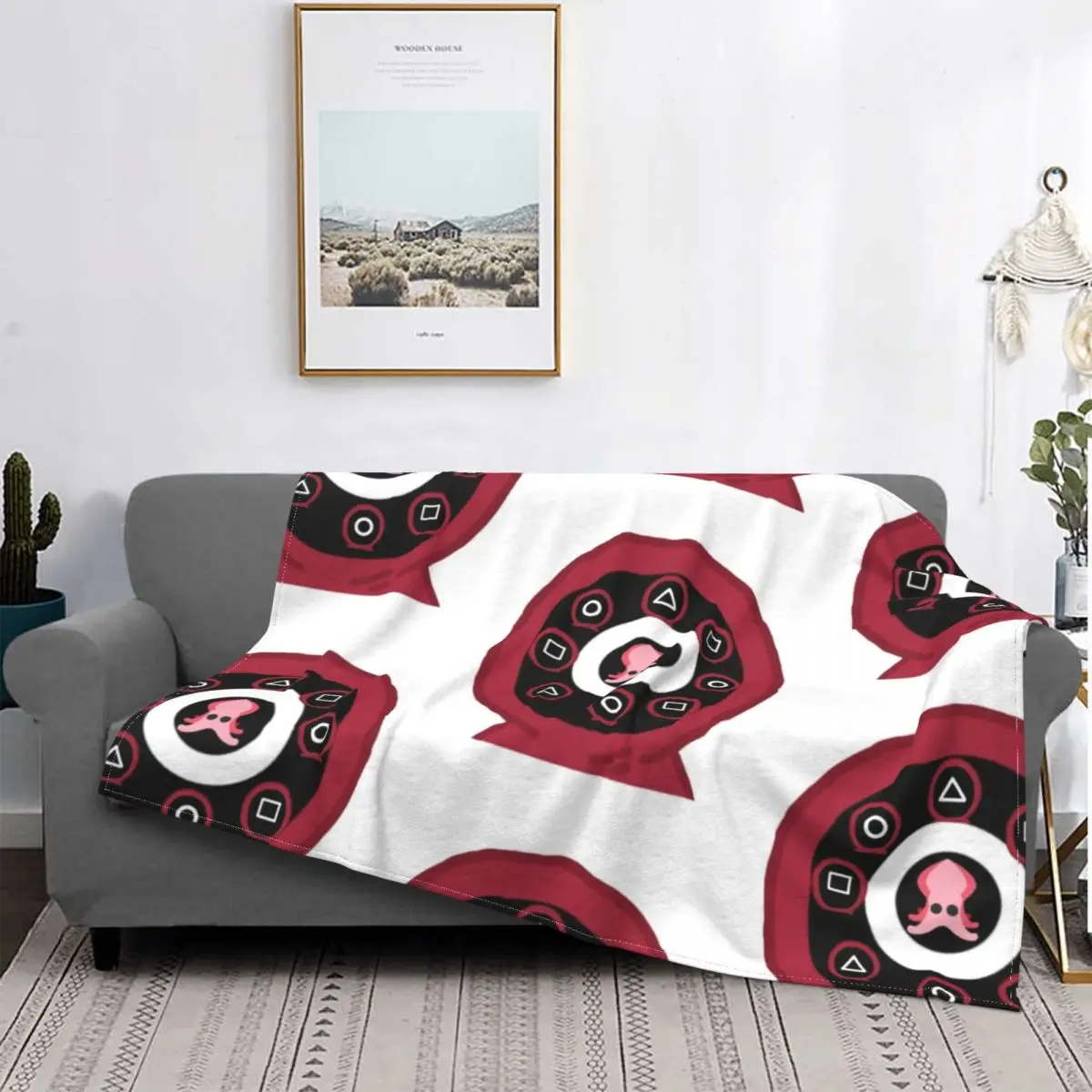 

Purple Squid Game Winter Coral fleece blanket Velvet Shaggy Fuzzy Quilt Home sofa Bedroom Bedding Throws Child Funny