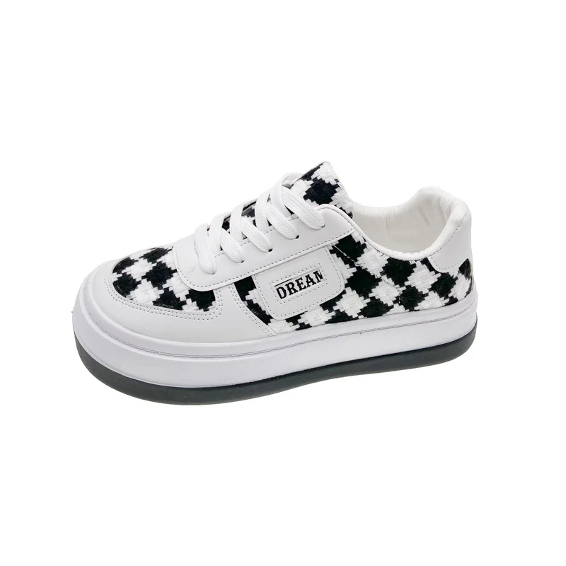 Кеды женские холщовые на платформе повседневные кроссовки в клетку кавайная
