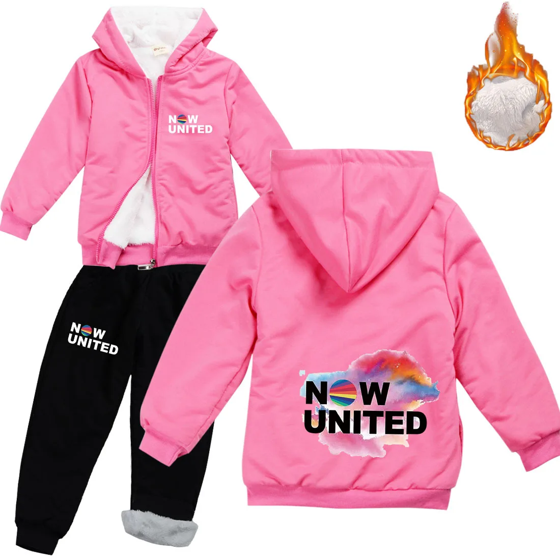 

2021 Autumn Winter Kids Now United Clothes Children Sports Suit for Boys Velvet Jacket Pants 2pcs Sets Toddler Girls Tracksuits