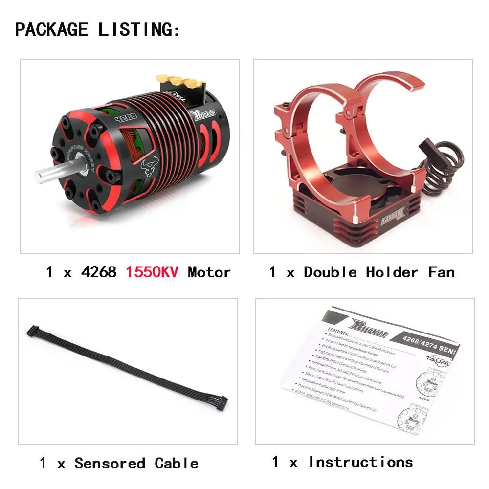 Rocket 4268 4274 V2 2700KV 2450KV 2350KV 2150KV 2000KV 1850KV 1550KV датчиками бесщеточный двигатель для 1/8 RC на