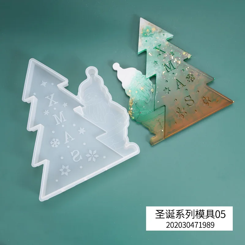 

DIY Christmas Series Crystal Epoxy Resin Mold Christmas Tree Letter Silicone Mold Decoration Christmas Silicone Mold For Resin