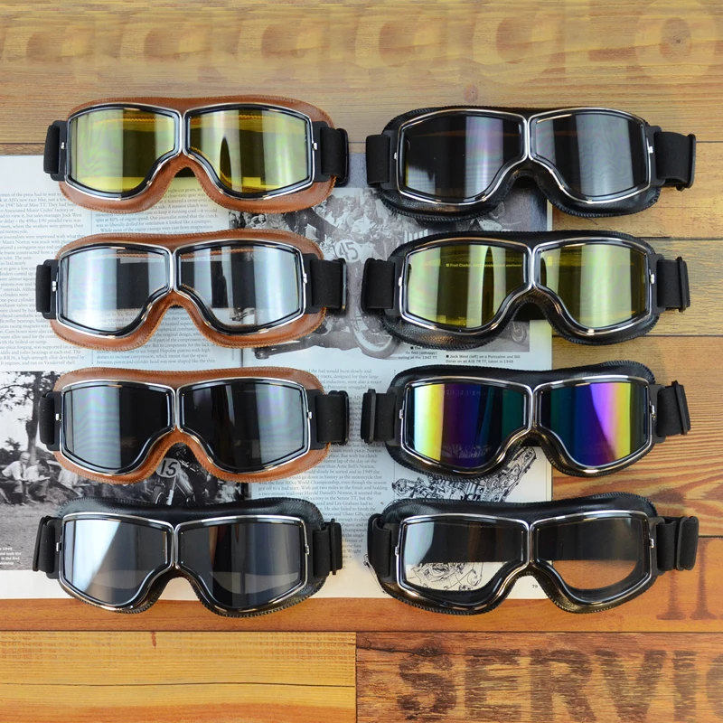 

Classic Retro Motorcycle Goggles Glasses Vintage Moto Goggles For Helmet UV Protection