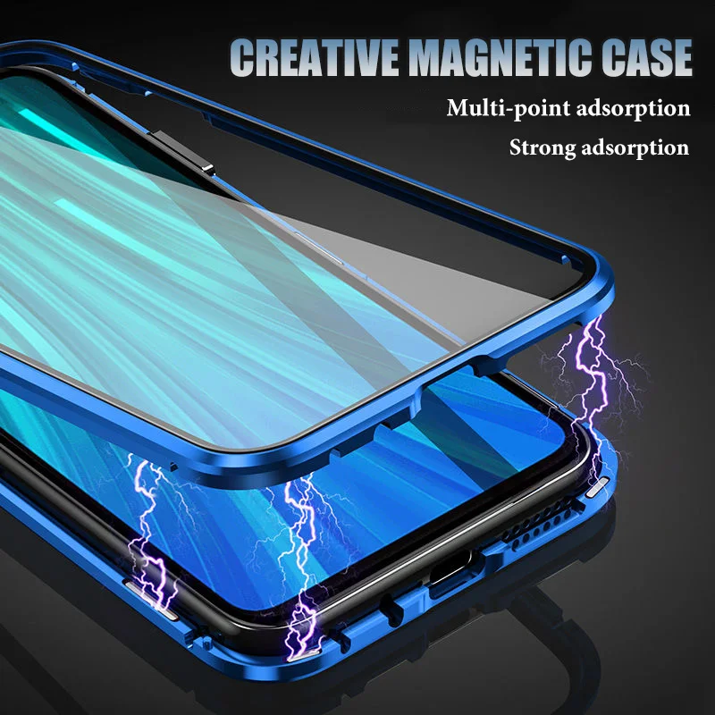 Двухсторонний стеклянный магнитный металлический чехол для Huawei P40 30 20 Lite Mate Honor20 9X