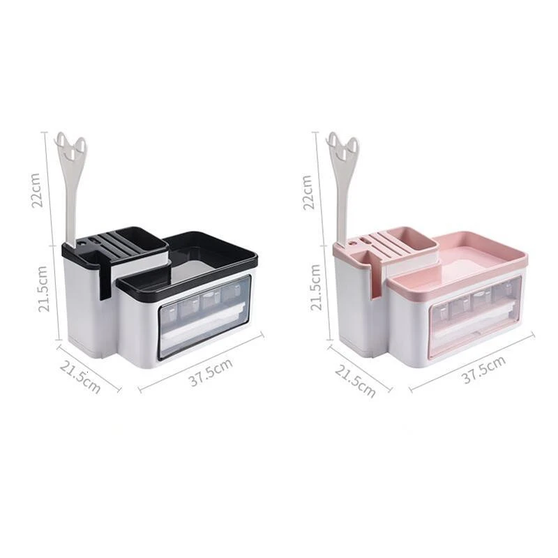 

Kitchen Seasoning Storage Holder Multifunction Drawer Condiments Salt Sauce Storage Box Tableware Knife Organizer Rack Spice Jar