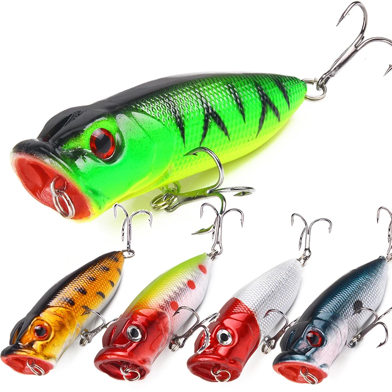 

Popper Fishing Lure 70mm 13g Hard Bait Artificial Topwater Bass Trout Pike Wobbler Tackle Top Water Lure With 2 Treble Hooks