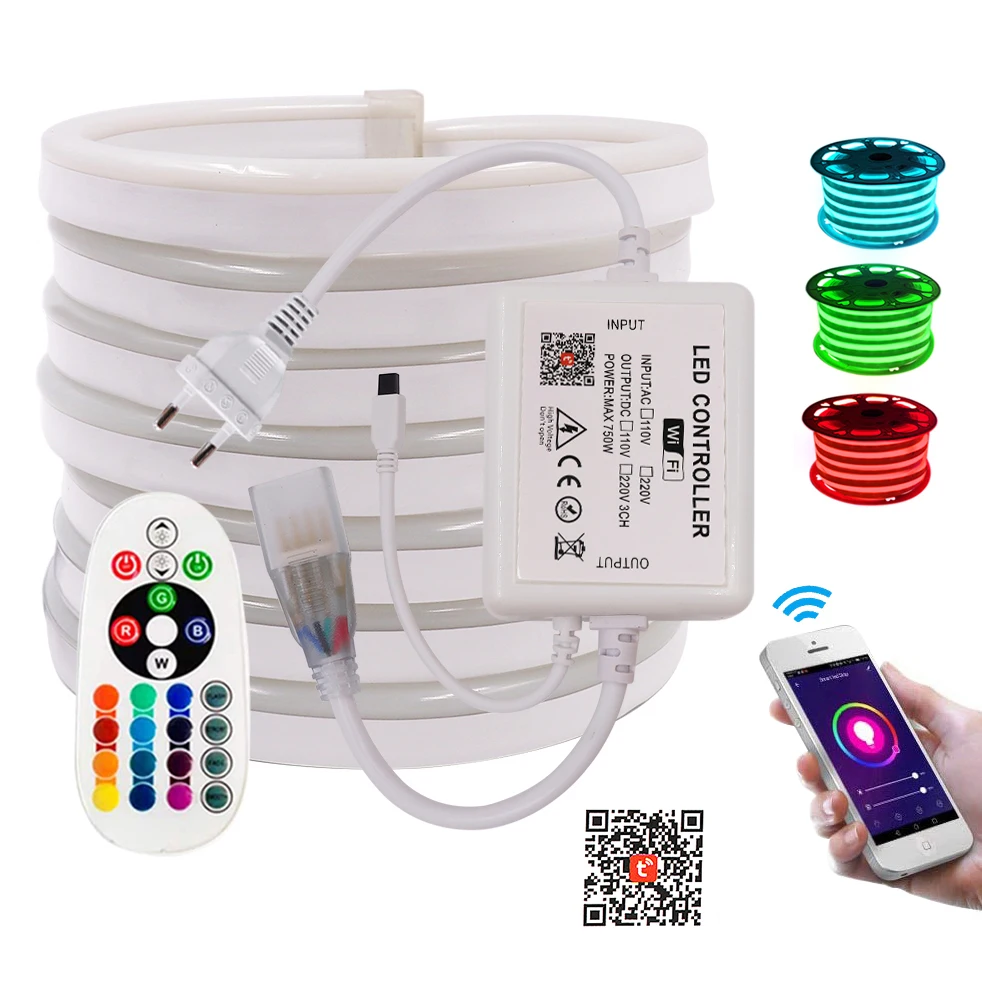 Wi Fi неоновый светильник Светодиодная лента RGB AC 220V 110V Дистанционное Управление