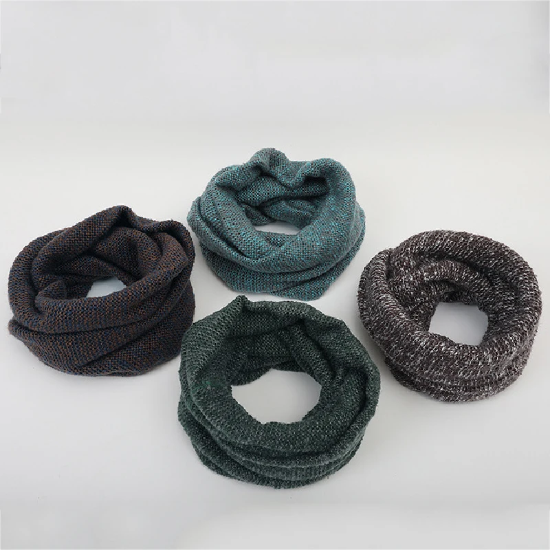 Теплый зимний шарф-кольцо Женский вязаный Модный снуд шарфы мужские шейные