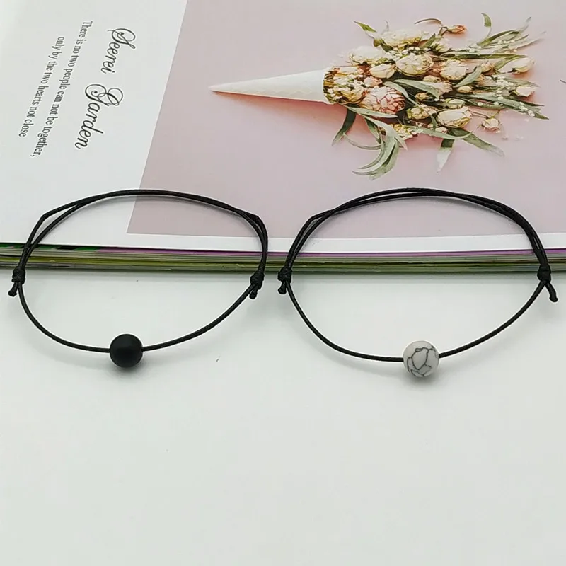 2 шт./компл. браслет из матового черного камня с натуральным камнем и бусинами