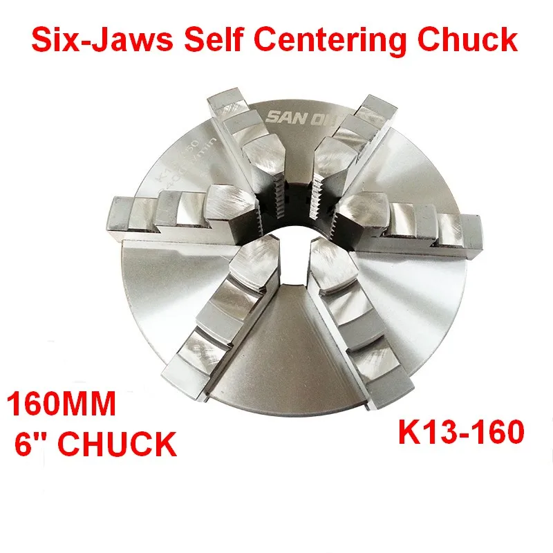 

SANOU K13-160 6 Jaw 160mm 6 inch Lathe Chuck Self Centering Hardened Reversible Mounting Tool for Drilling Milling woodworking