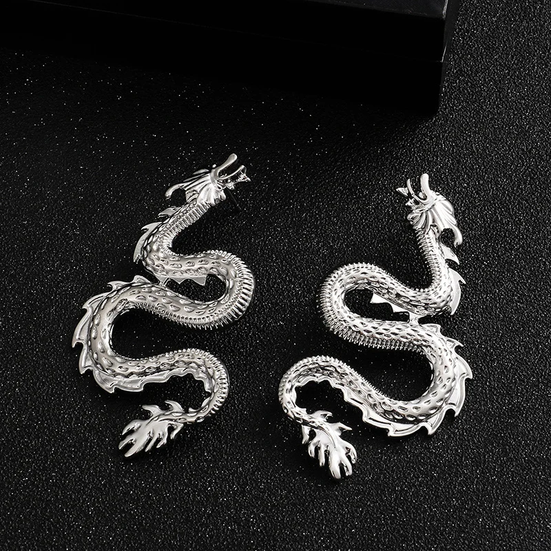 

Vintage Chinese Style Dragon Drop Earrings for Female 2020 Trendy Punk Personality Animal Totem Earrings Statement Jewelry Gift