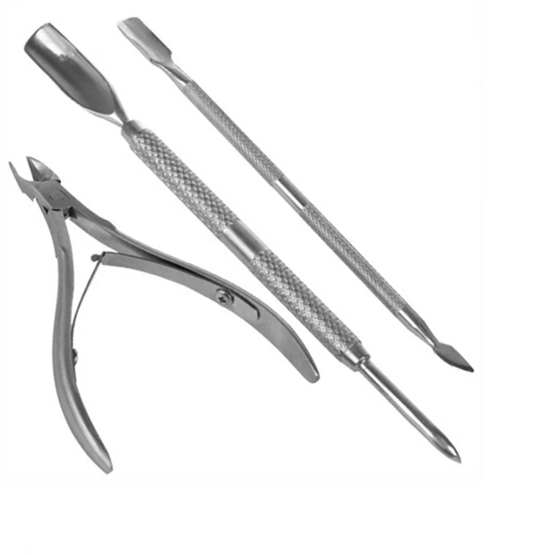 

3 Pcs Stainless Steel Nail Cuticle Scissor Spoon Pusher Remover Nail Cutter Clipper Nipper Home Use Pedicure Foot Care Tool Set