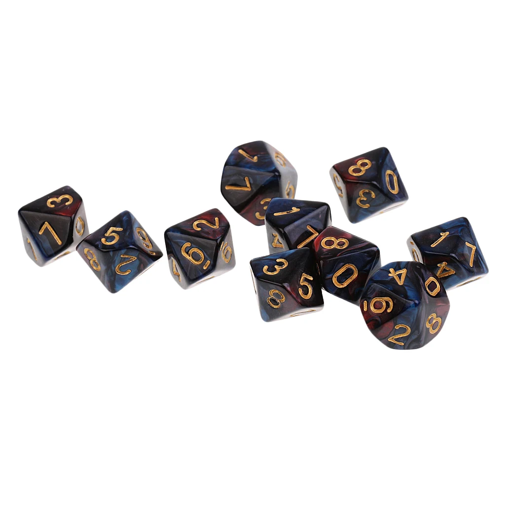 

10pcs 10 Sided Dice D10 Polyhedral Dice for High quality