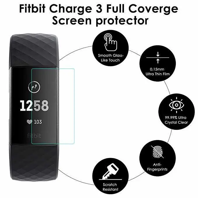 3 упаковки, силиконовая прозрачная защитная пленка из ТПУ для Fitbit Charge 3 Charge3, умный браслет с защитой от царапин, полная защитная крышка для экрана